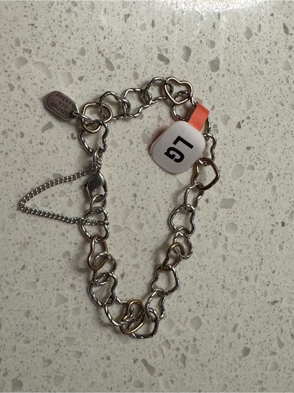 Sterling James Avery TWISTED WIRE CONNECTED HEARTS Bracelet Large Silver Bronze